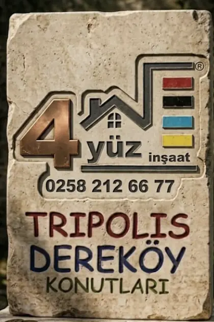 Tripolis Dereköy Konutları taş giriş tabelası